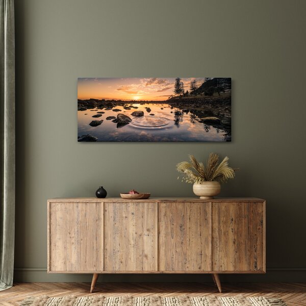 Slika - Zalazak sunca uz jezero (120x50 cm)