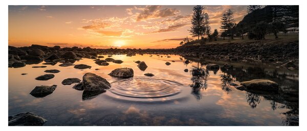 Slika - Zalazak sunca uz jezero (120x50 cm)