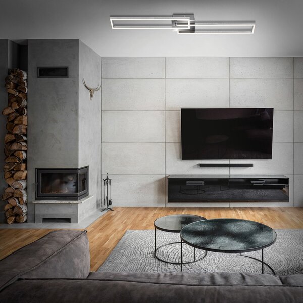 Briloner LED stropno svjetlo Okvir, daljinski upravljač, krom, prigušiva, Sivo, Dnevni boravak/blagovaonica, Metal