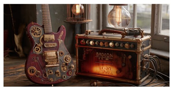 Slika vintage gitara s pojačalom
