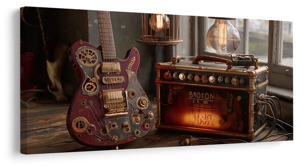 Slika vintage gitara s pojačalom