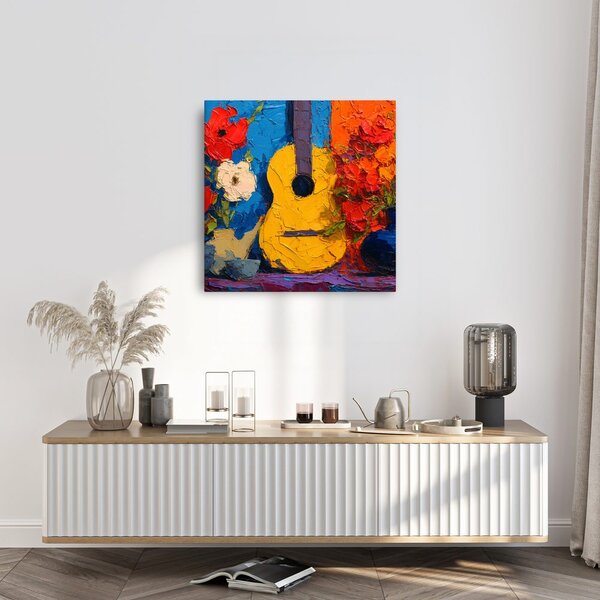 Slika gitara s cvjetnom kompozicijom