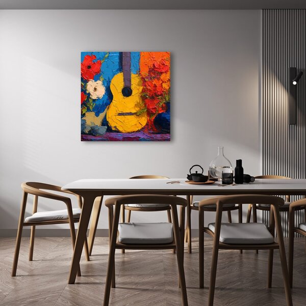 Slika gitara s cvjetnom kompozicijom