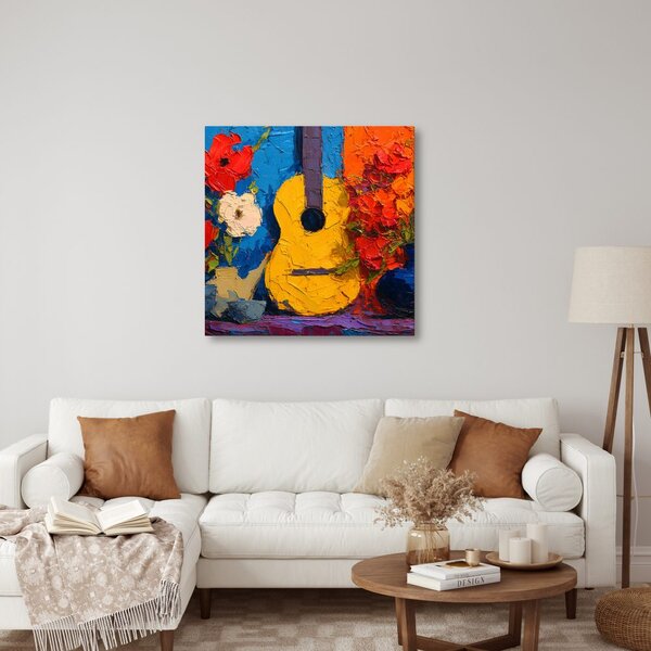 Slika gitara s cvjetnom kompozicijom