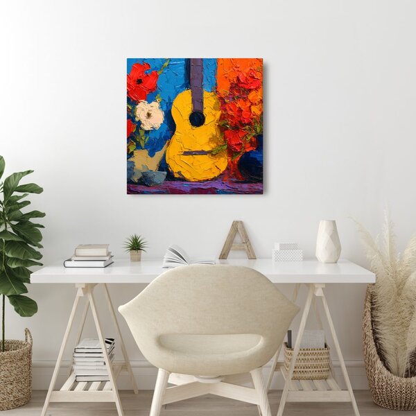 Slika gitara s cvjetnom kompozicijom