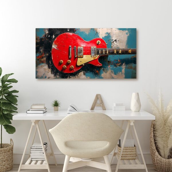Slika električna gitara u crvenoj