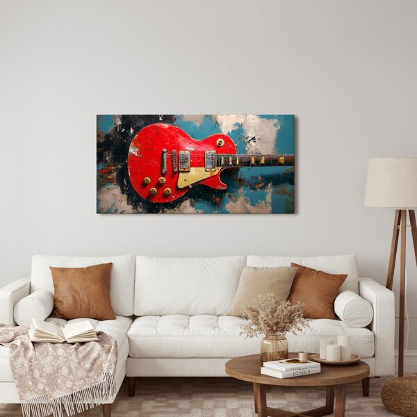 Slika električna gitara u crvenoj