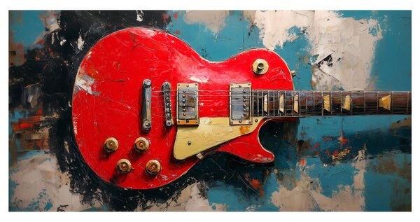Slika električna gitara u crvenoj