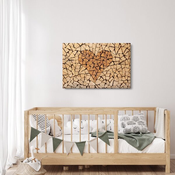 Slika - Srce od drveta (90x60 cm)