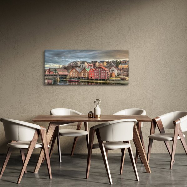 Slika - Kuće uz rijeku (120x50 cm)