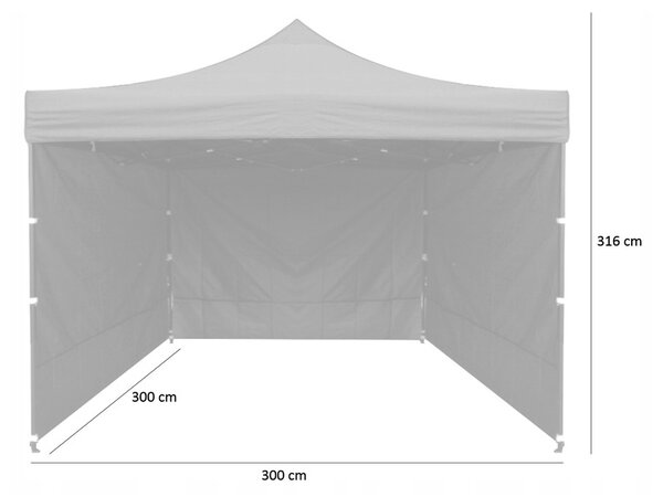 Šator za zabave s tri stijenke bez prozora Bijela 3m x 3m
