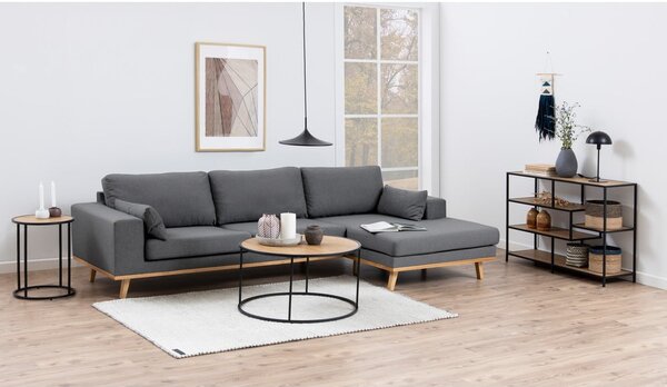 Crno-prirodna polica za knjige u dekoru hrasta 114x78 cm Seaford - Actona