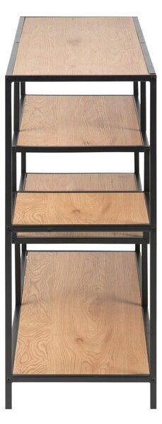 Crno-prirodna polica za knjige u dekoru hrasta 114x78 cm Seaford - Actona