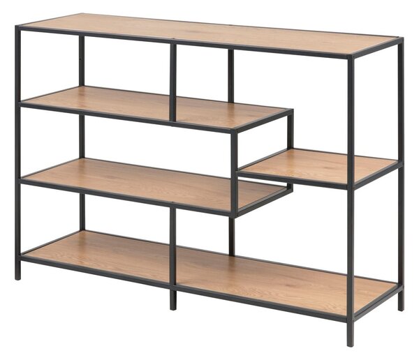 Crno-prirodna polica za knjige u dekoru hrasta 114x78 cm Seaford - Actona