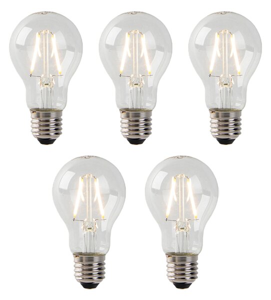 Set od 5 LED žarulja E27 A60 prozirne 2W 180lm 2700K