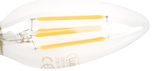 Set od 5 E14 prigušivih LED žarulja sa žarnom niti B35 prozirne 3W 250lm 2700K