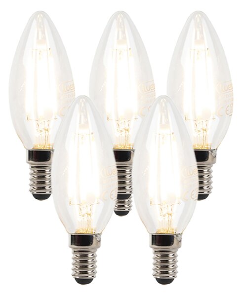 Set od 5 E14 prigušivih LED žarulja sa žarnom niti B35 prozirne 3W 250lm 2700K