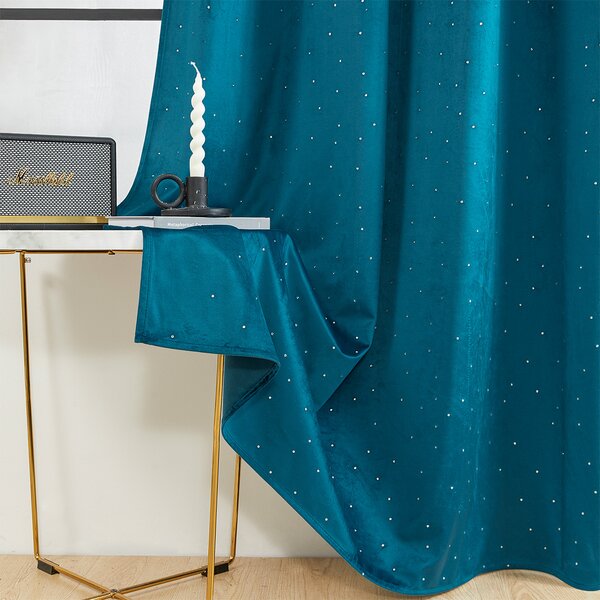 Zavjese u setu Holland Velvet Navy Crystal (2 kom) 140x260