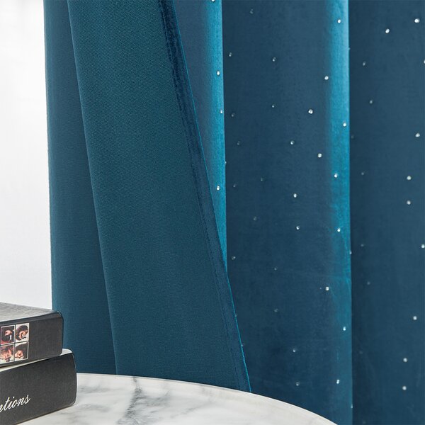Zavjese u setu Holland Velvet Navy Crystal (2 kom) 140x260