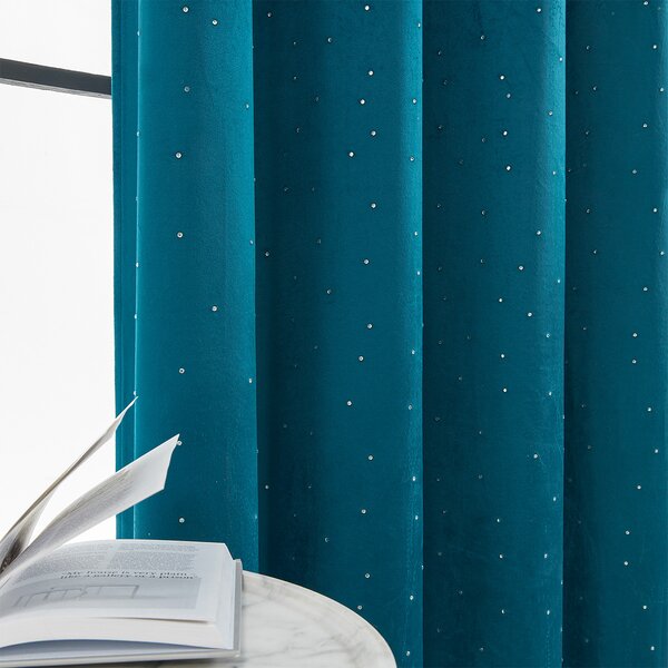 Zavjese u setu Holland Velvet Navy Crystal (2 kom) 140x260