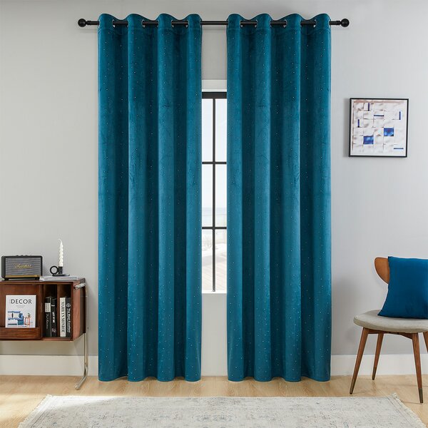 Zavjese u setu Holland Velvet Navy Crystal (2 kom) 140x260