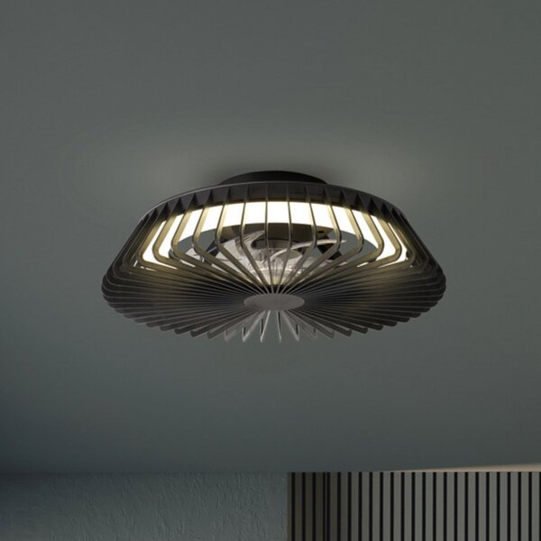Mantra Iluminación Himalaya Mini LED stropni ventilator, crni, DC, tih, CCT, prigušiva, Crno, Dnevni boravak/blagovaonica, Plastika