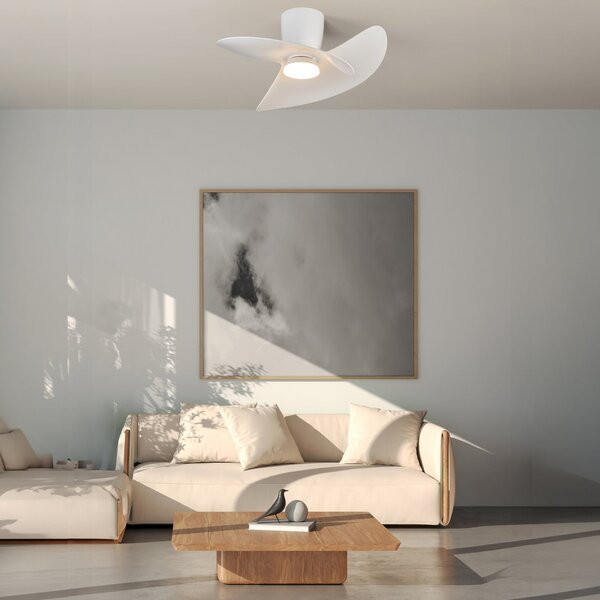 Mantra Iluminación Ona LED stropni ventilator, bijeli, DC, tih, CCT, 70 cm, prigušiva, Bijela, Dnevni boravak/blagovaonica, Metal