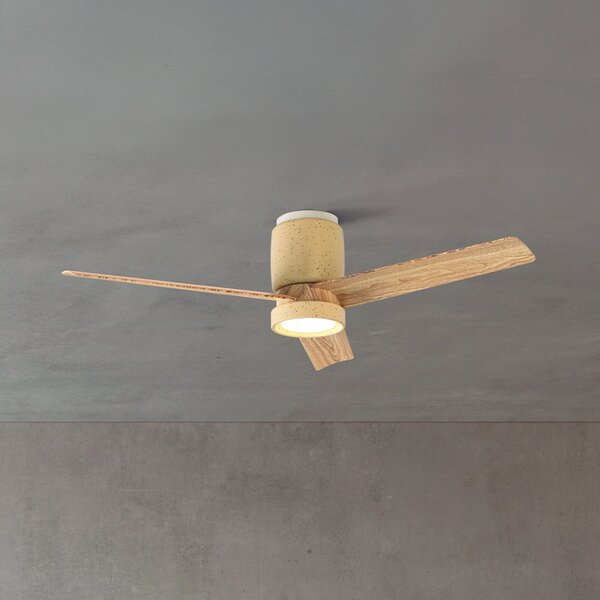 Mantra Iluminación Ceramica M LED stropni ventilator, bež/drvo, DC, tih, CCT, prigušiva, Bež, Dnevni boravak/blagovaonica, Metal
