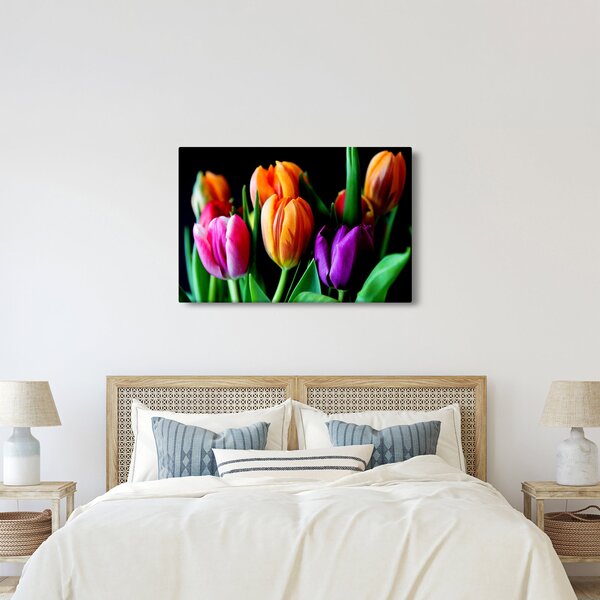 Slika tulipana na crnoj pozadini (90x60 cm)