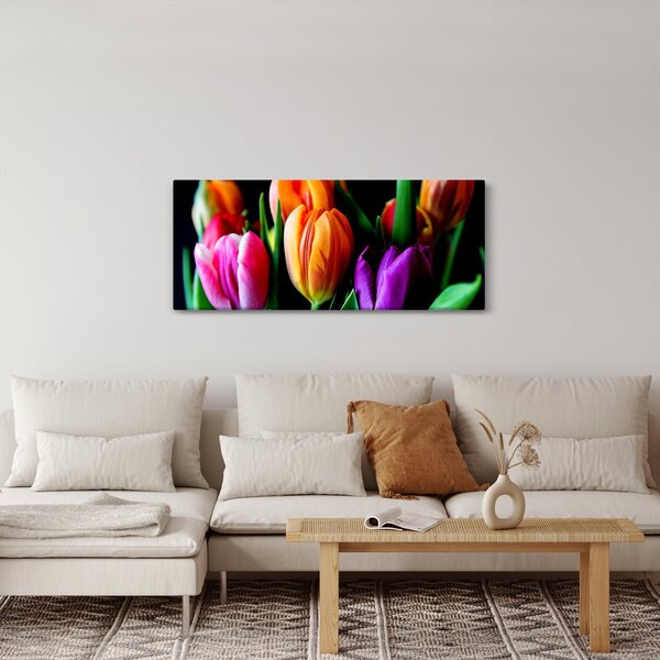 Slika tulipana na crnoj pozadini (120x50 cm)
