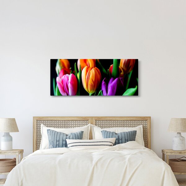 Slika tulipana na crnoj pozadini (120x50 cm)