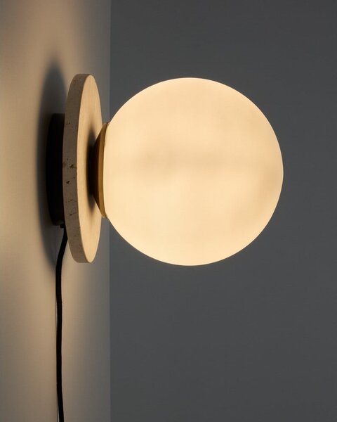 Bijela/krem mramorna zidna lampa ø 20 cm Malachi – Kave Home