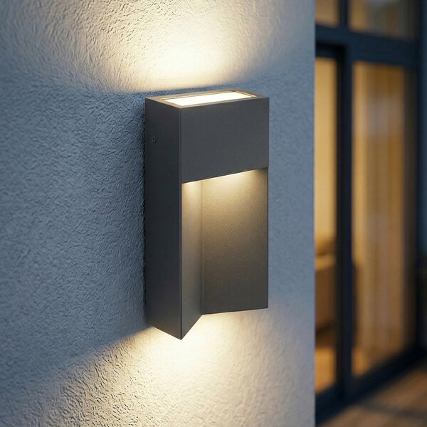 Lucande Kaholo vanjska zidna LED svjetiljka, mat crna, CCT, IP44, Crno, Aluminij