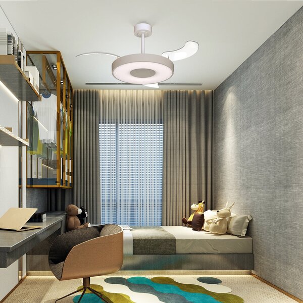 Mantra Iluminación Coin Mini Smart LED stropni ventilator, bež/bijela, DC, tih, prigušiva, Bež, Dnevni boravak/blagovaonica, Metal