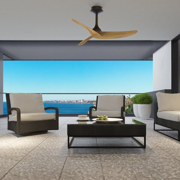 Mantra Iluminación Stropni ventilator Ipanema, crna/drvo, DC, tih, IP44, Crno, Dnevni boravak/blagovaonica, Metal