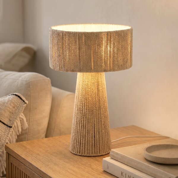 Lindby Anuva stolna lampa, visina 42 cm, papir, bež, E27, Bež, Dnevni boravak/blagovaonica, Papirnati karton