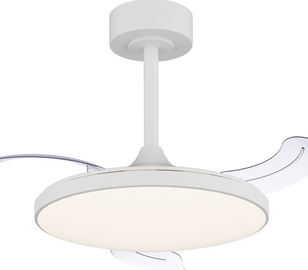 Mantra Iluminación Tanki mini LED stropni ventilator, bijeli, DC, tih, CCT, 106 cm, prigušiva, Bijela, Dnevni boravak/blagovaonica, Metal