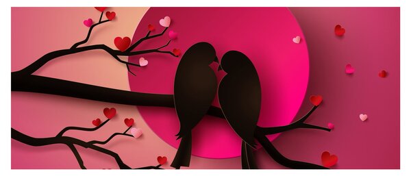 Slika - Zaljubljene ptice (120x50 cm)