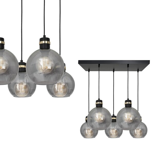 OMEGA BLACK/GOLD viseća lampa 5xE27 Pravokutnik