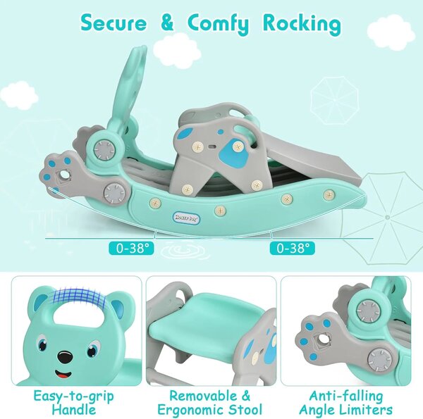Rockyslide™ 5-u-1 Tobogan Za Malu Djecu Koji Se Ljulja, Zelena