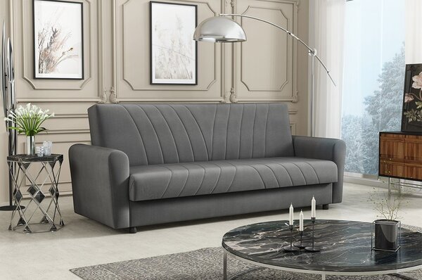 Sofa na razvlačenje Bamaku (siva) (s prostorom za odlaganje)