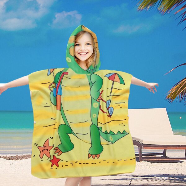 Dječje pončo KROKODIL NA PLAŽI žuto