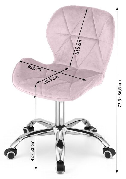 Set za ured – sklopivi radni stol ZARIMO 80×40 cm bijeli + uredska stolica AVOLA VELVET ružičasta
