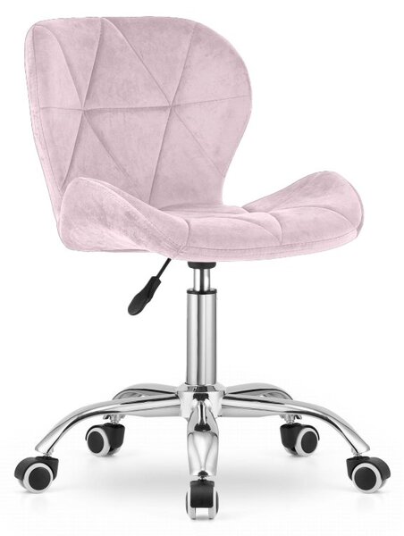 Set za ured – sklopivi radni stol ZARIMO 80×40 cm bijeli + uredska stolica AVOLA VELVET ružičasta