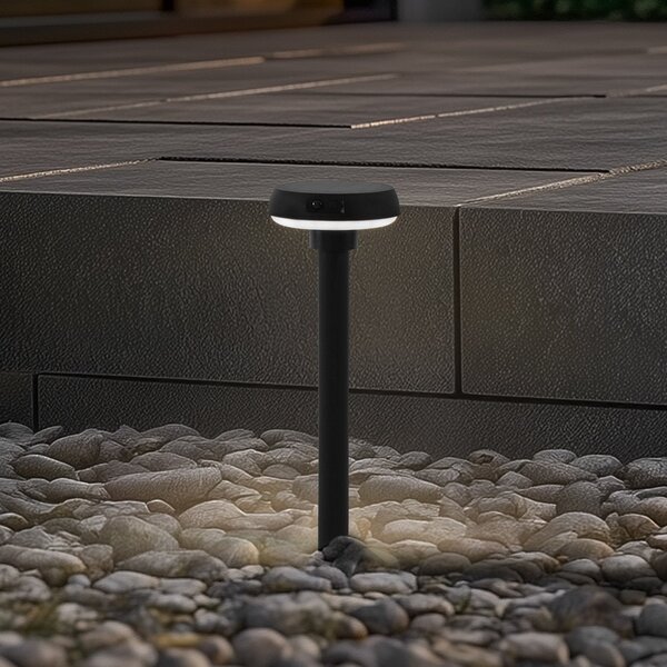 Lindby Brinca solarna LED svjetiljka s šiljkom za tlo, crna, PC, senzor, Crno, Plastika
