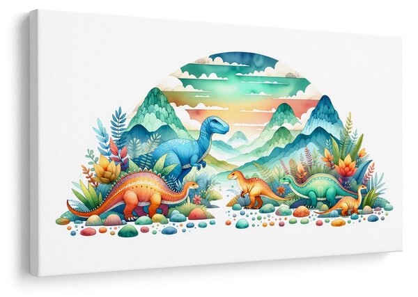 Slika šareni dinosauri u planinama