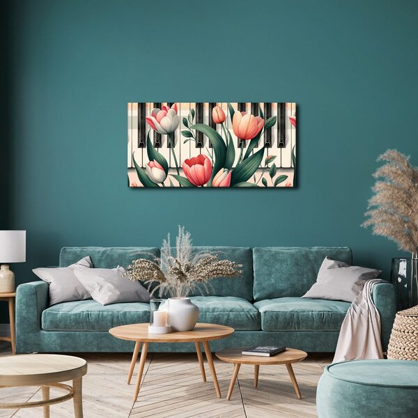 Slika cvijeće u ritmu glazbe i klavira