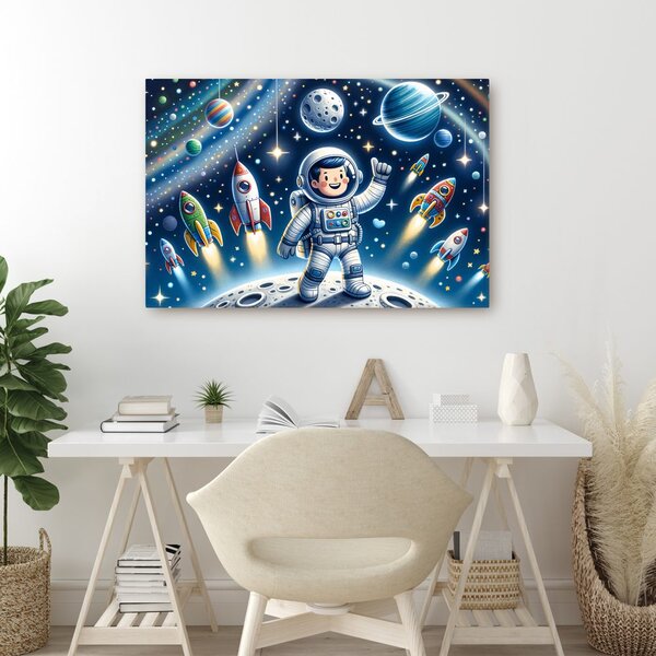 Slika mali astronaut na pustolovnoj misiji
