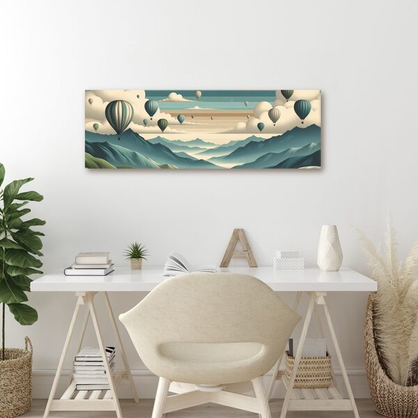 Slika planine i nebo puno balona
