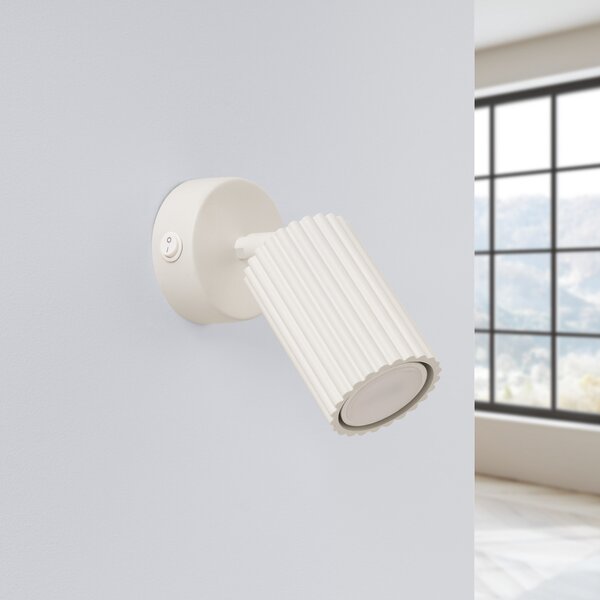 SOLLUX LIGHTING Zidni reflektor carbon, bež, projekcija 16 cm, prekidač, aluminij, Bež, Dnevni boravak/blagovaonica, Aluminij